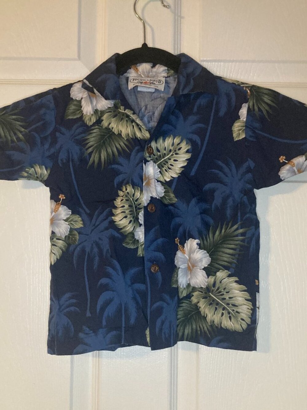 Pacific Legend Boy's Blue Floral/Palm Hawaiian Shirt - 100% Cotton - Size 4T